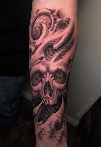 Tattoos - Oak Adams Bio Mech Skull - 141722
